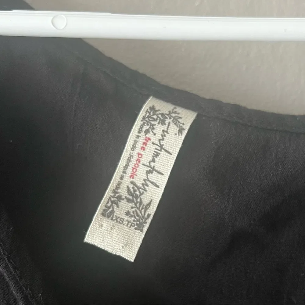 Free People Black Cleo Tie Front Flowy Bodysuit Size XS